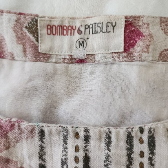 Bombay Paisley Patchwork Floral Boho Cotton Linen Dress Size Medium - Picture 4 of 13